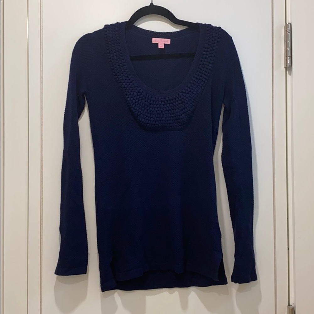 Lilly Pulitzer Navy Scoop Neck Sweater XS Like New